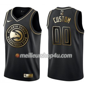 Maillot Basket Homme Atlanta Hawks Personnalisé Nike Noir Gold Edition Swingman